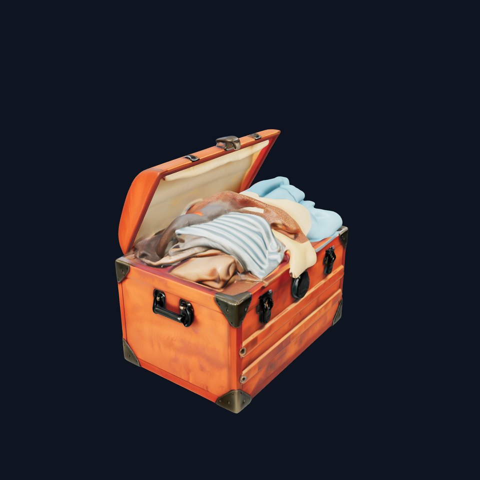 Antique Wooden Chest Model Pack with Clothing Detail